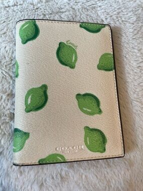 Coach White Passport Cover with Green Lime Print